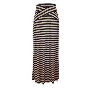 ECI NEW YORK SZ L Women's Striped Criss-Cross Stretch Pull-on Skirt Black & Tan